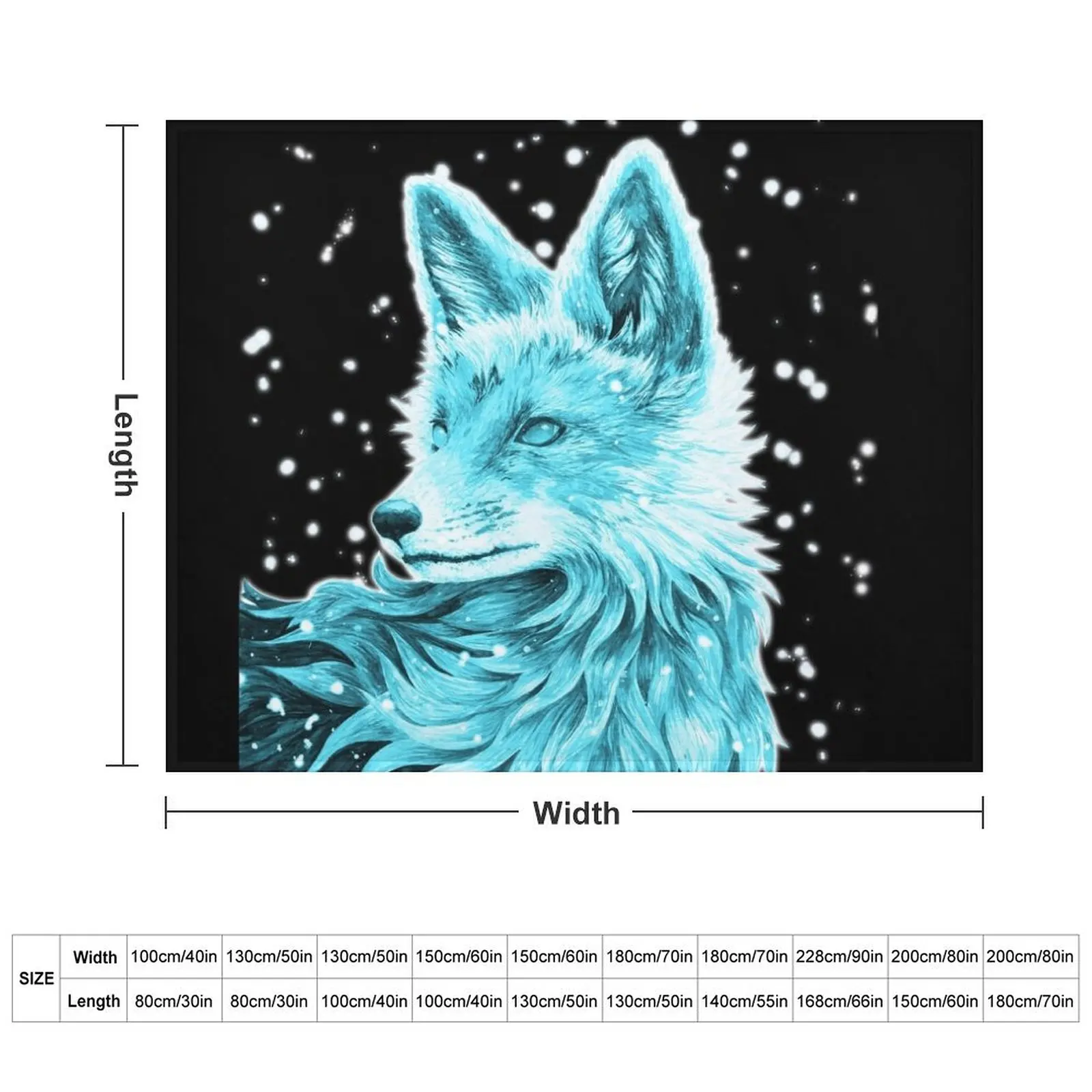 Blue Fox - The Snow Fox Kitsune Throw Blanket funny gift Hairy Luxury Blankets