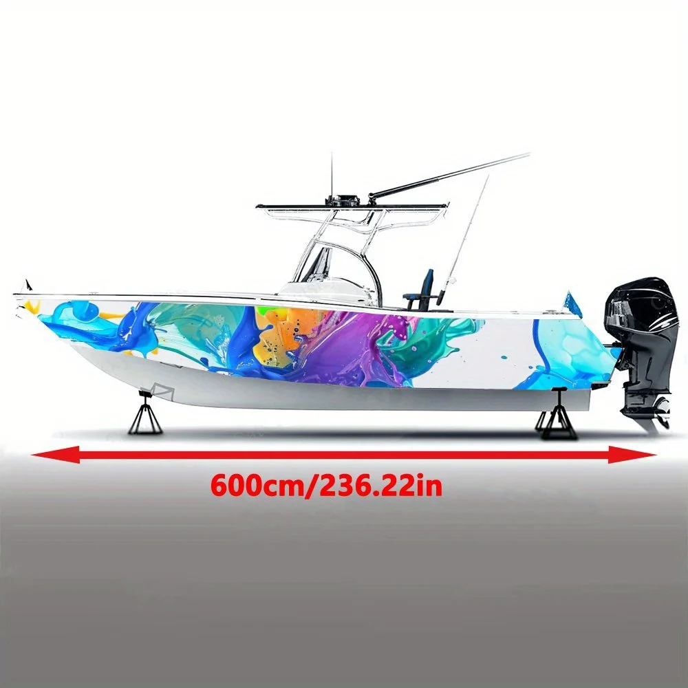 Colorful Liquid Splash Random White Background Boat Sticker Vinyl Ship Pontoon Deck Boat Fishing Decorative Pontoon Boats Decal