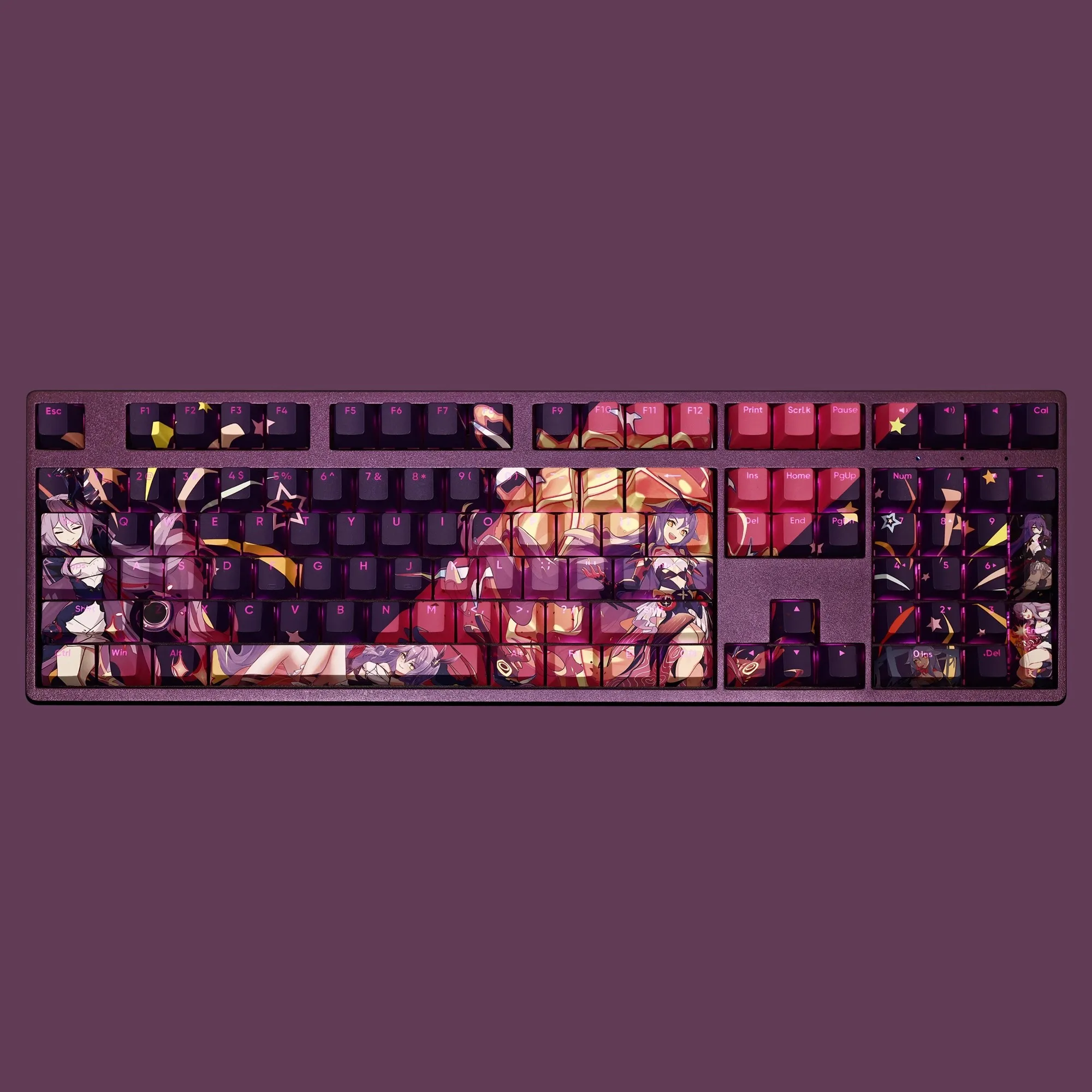 108 Keys/set Honkai Impact 3 Sirin Keycap PBT Dye Subbed Backlit Keycaps Anime Gaming Key Caps For ANSI 61 87 104 108 Keyboard