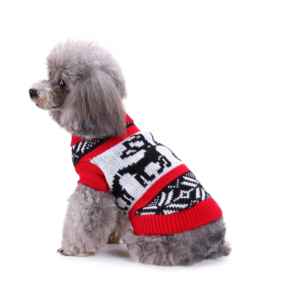 

Christmas Pet Knitted Sweater Turtleneck Dog Winter Clothes Festive Costume Red Adorable Puppy Party Outfit Stretchable Easy