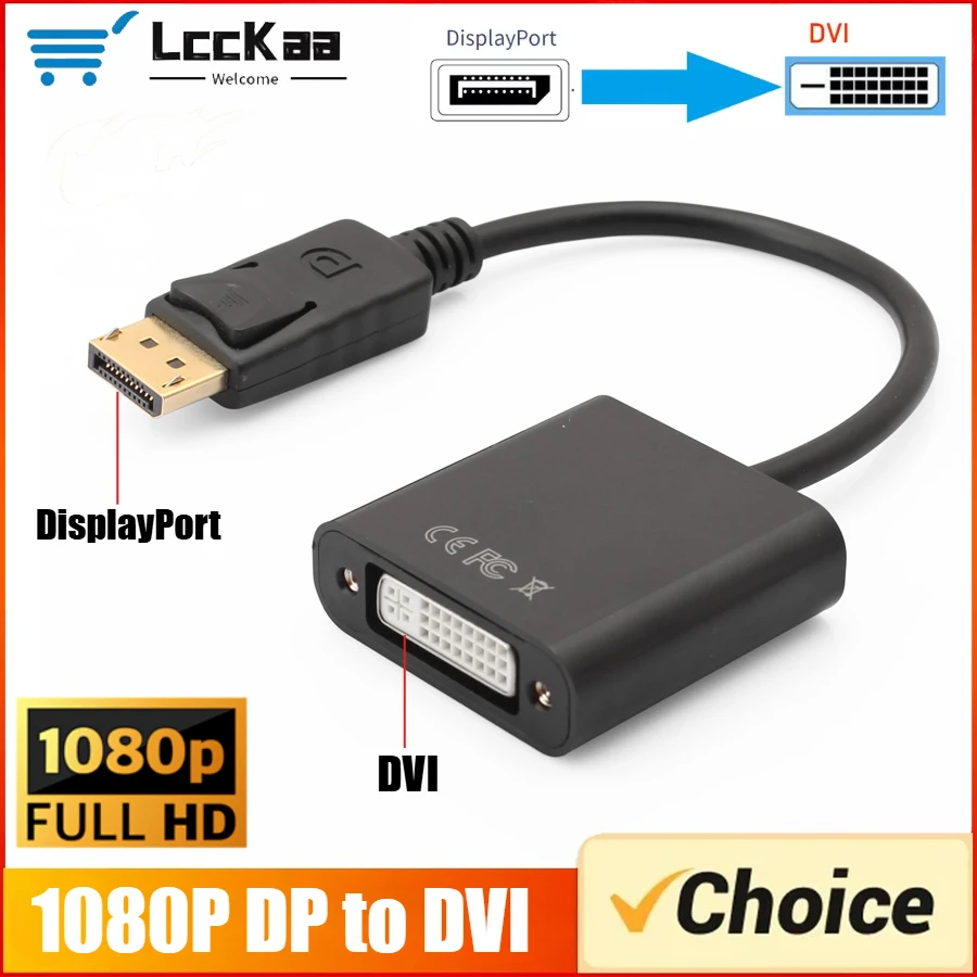 LccKaa 1080P DisplayPort To DVI DP To DVI Converter Cable Male To DVI Female Adapter Cable for Monitor Projector Laptop HDTV