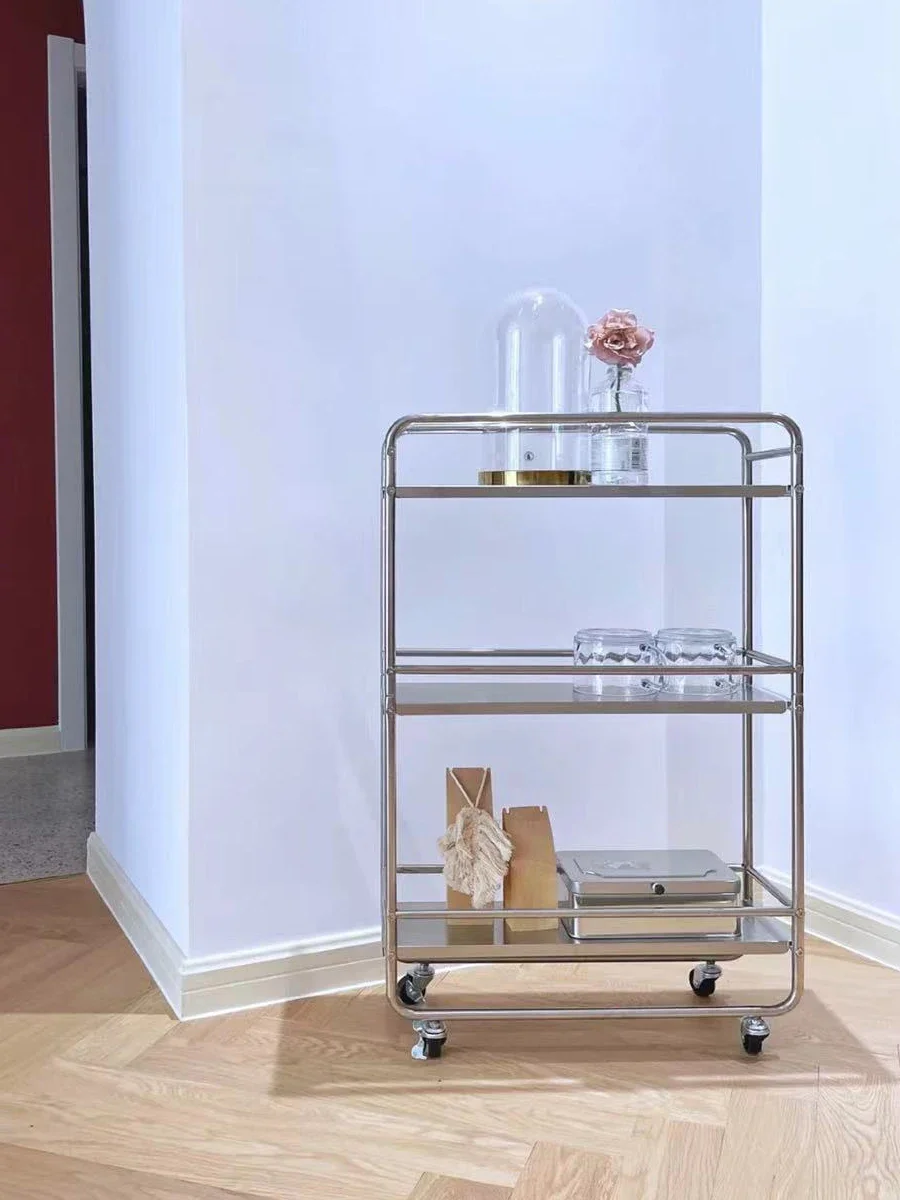 Simple Stainless Steel Kitchen Slotted Storage Rack Bathroom Floor-standing Multi-layer Storage Trolley