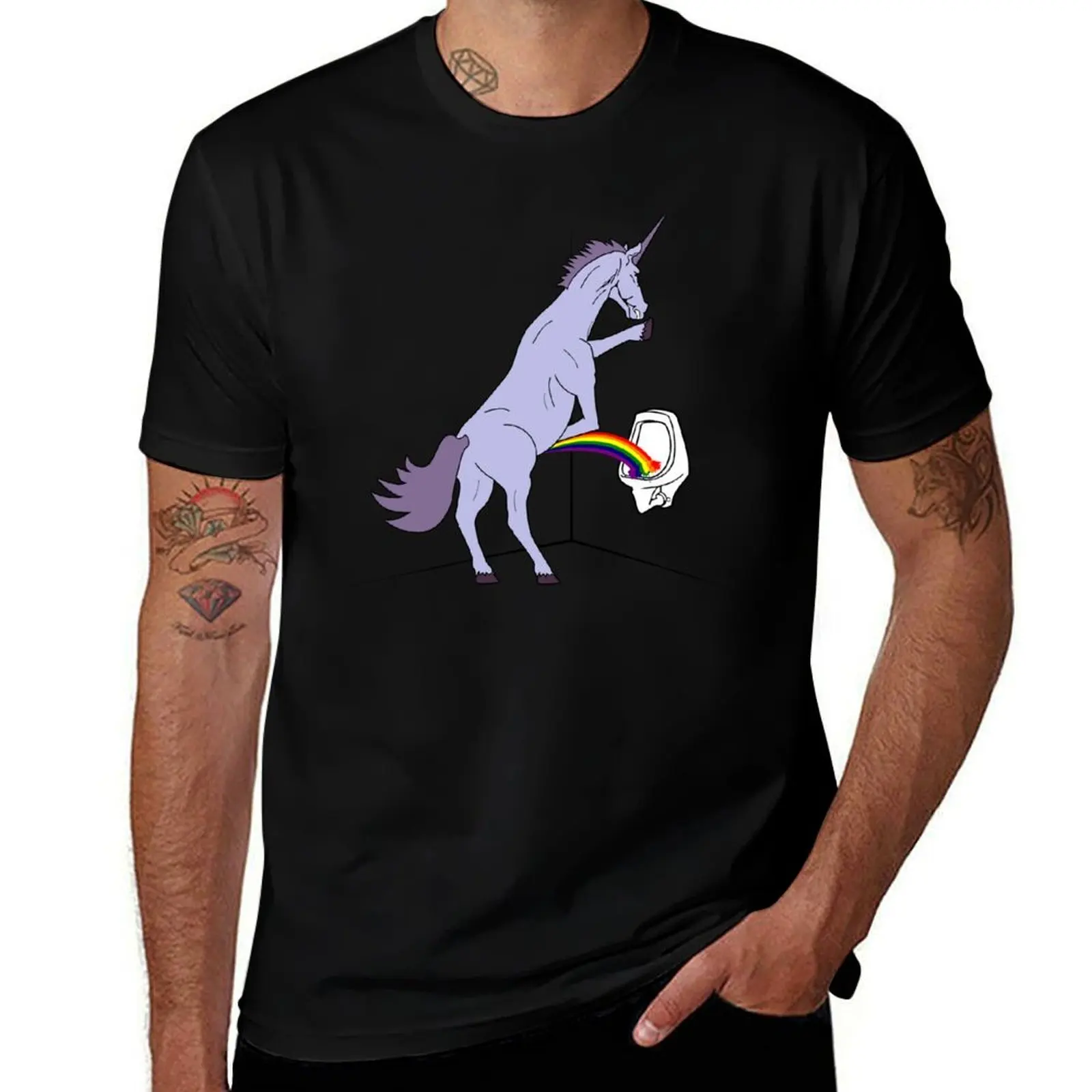 Unicorns Piss Rainbows? T-Shirt Plus Size Gym Sports T-Shirt