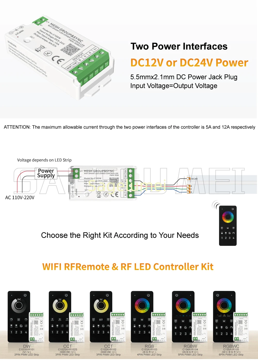DC5V-24V Tuya Smart Life Home Max15A Dimmer Cct Rgb Rgbw Rgbcct Led Light Strip Mesh Zigbee Controller Alexa Button Switch Kits