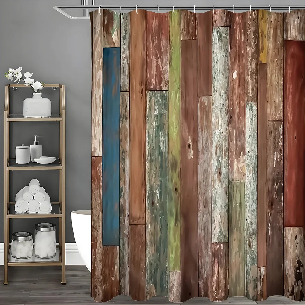 

Занавеска для душа в деревенском стиле, декоративная занавеска для душа в ванной комнате, водонепроницаемая занавеска для душа с крючками