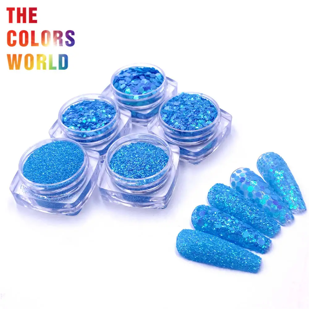 TCD11 Solvent Resistant Blue Pearlescent Indescent Hexagon Nails Glitter Hair Dye Face Cream Eye Cream Eyeliner Mascara Crafts