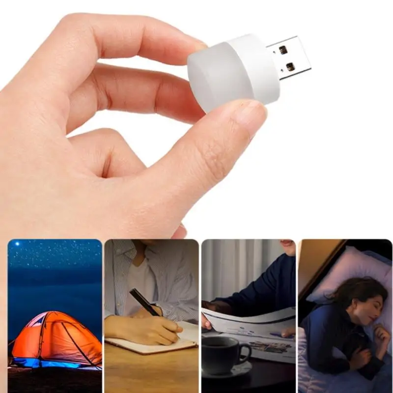 Mini USB Plug Lamp para computador, carregamento de energia móvel, Pequenas lâmpadas de livro, LED Eye Protection, Luz de leitura, Round Night Light