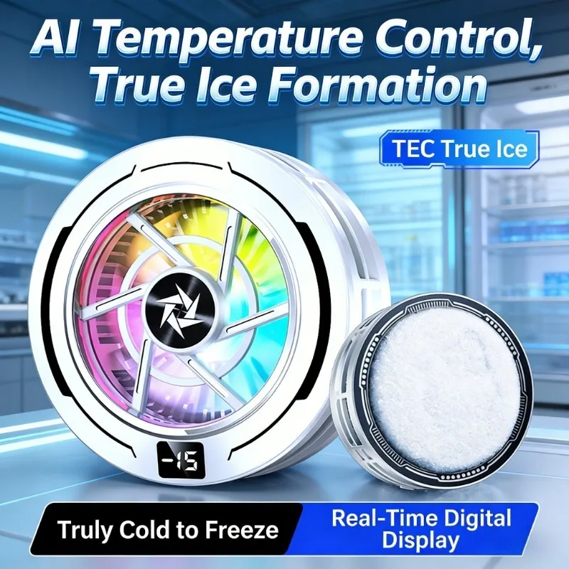 SL70 Universal Phone Game Cooler AI Smart Temperature Control Semiconductor Freeze Refrigeration Magnetic&Clip 2 in 1 Quiet Fan