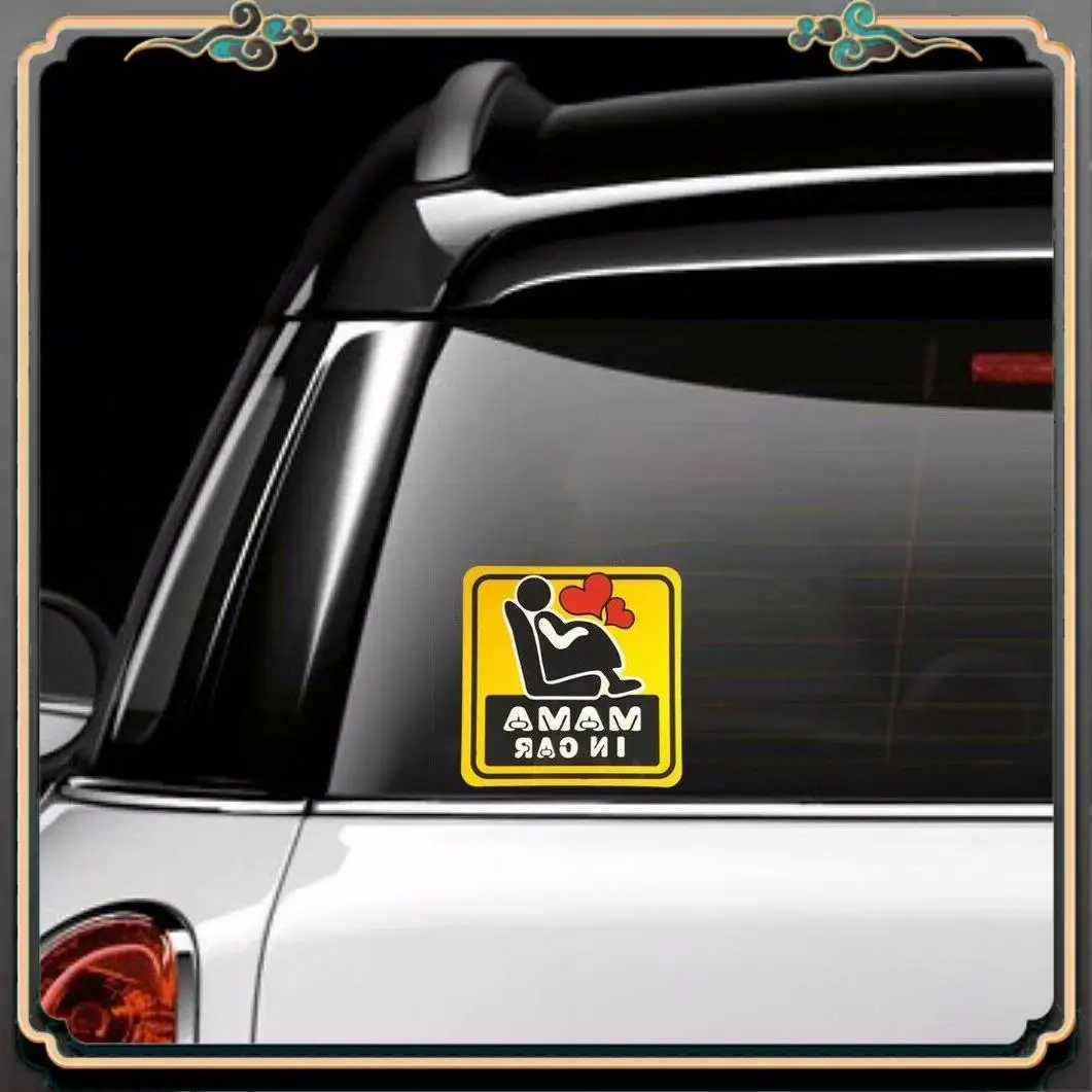 12X12cm MAMA Im Auto Schwanger An Bord Auto Aufkleber PVC Bunte Aufkleber Motorrad Zubehör Aufkleber