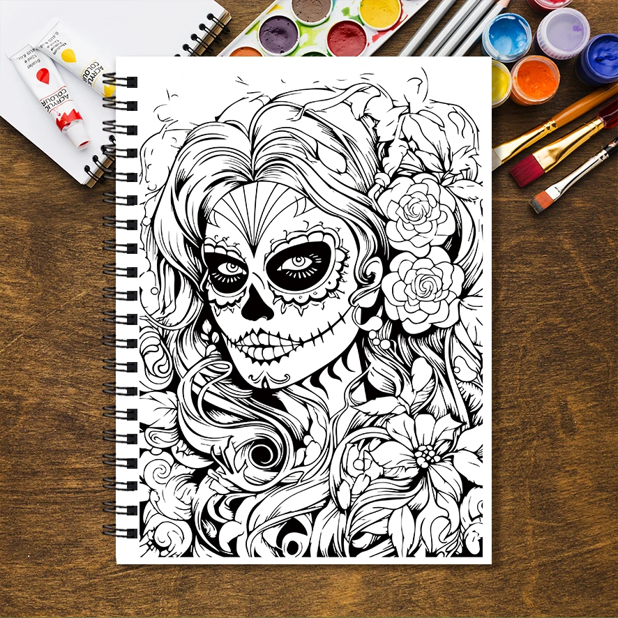 Stitched Ladies Adult Coloring Book - 8.3x 11.2 Inch 32 Page Coloring Book - Helps Reduce Stress and Ease Emotions