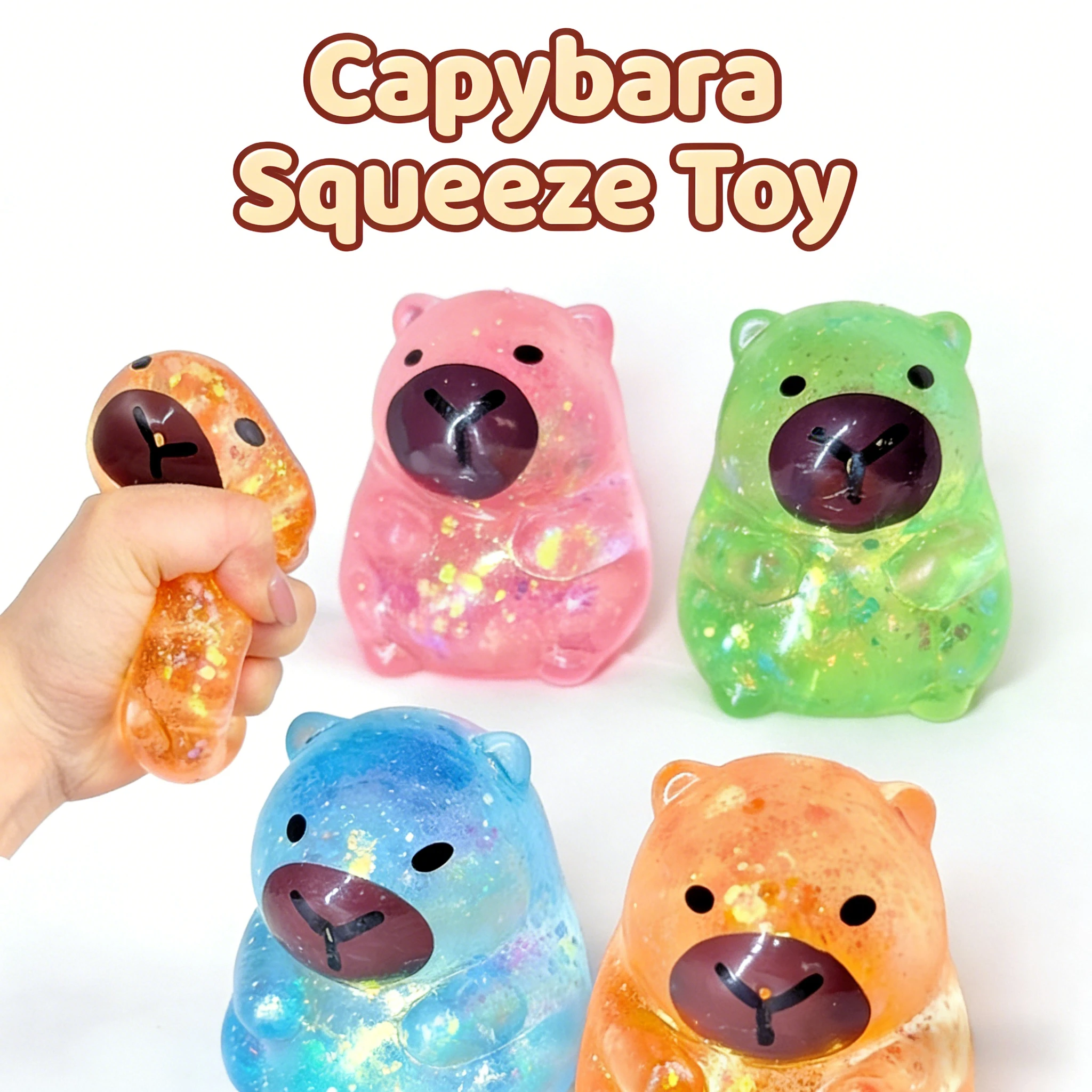 

Мягкая игрушка-антистресс Капибара с блестками, сенсорная игрушка-сквиш для снятия тревоги, подарок для взрослых с СДВГ