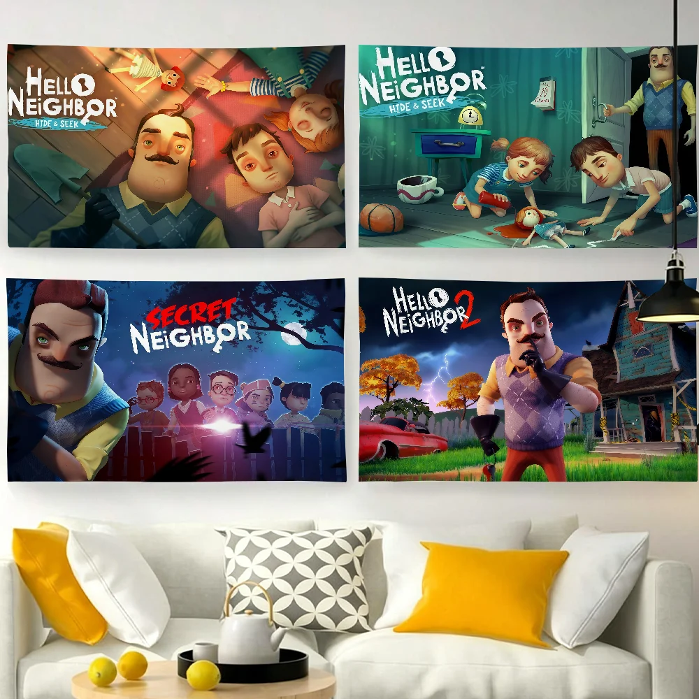 Game H-Hello N-Neighbor 2 flag For Garden Party Living Room Home Wall Decor Banner Bedroom Outdoor Tapestry