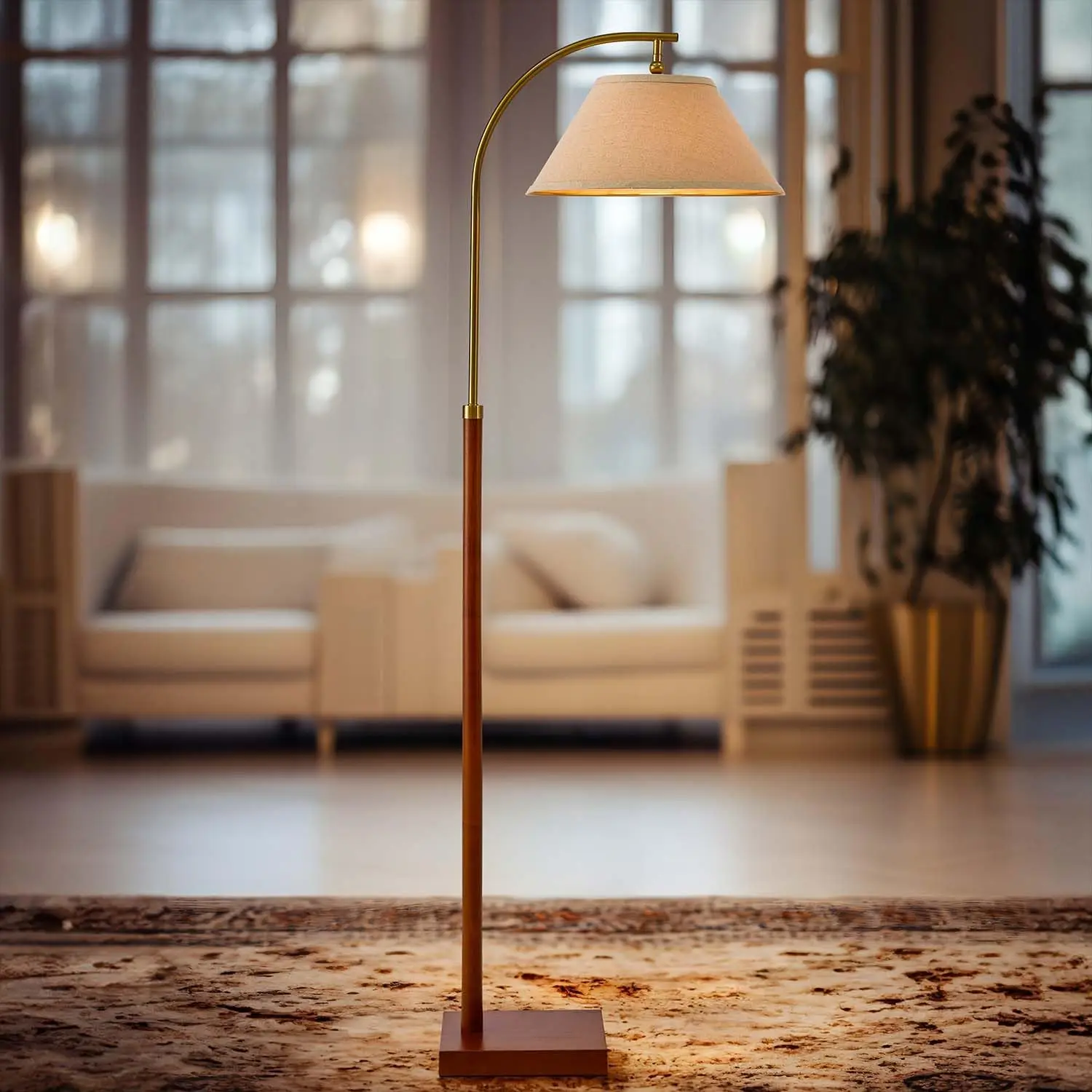 

63"" Gold Floor Lamp For Living Rooms Tall Arc Standing Lamps For Bedrooms Tall Lamps With Foot Switch For Bedroom