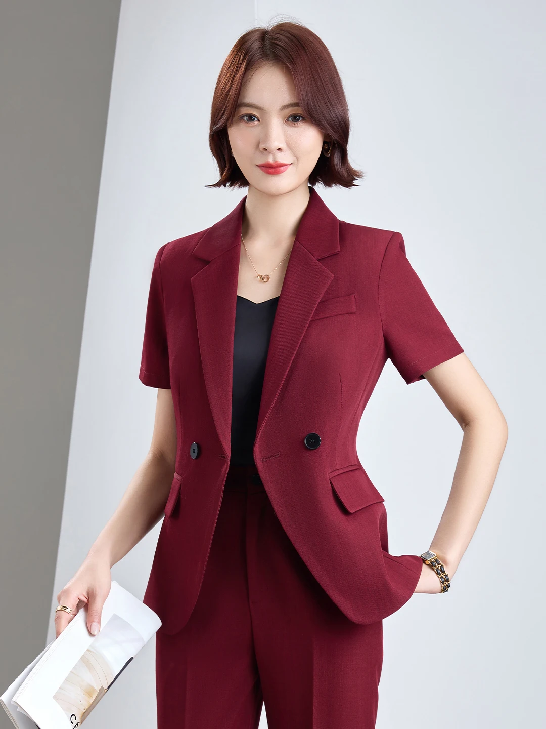 Small Size Women's Career Suit Set Professional Interview Workwear Ladies' Corporate Style Jacket And Pants Outfit