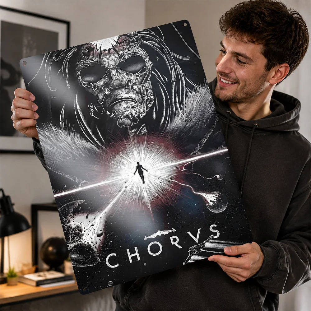 Chorus Cosmic Angel Aluminum Poster Personalized Metal Sign Futuristic World Design Wall Art For Game Room And Creative Studio