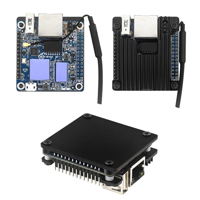for Orange Pi Zero/2 Fan ABS Case with Thermal Adhesive Pad Screw Heatsink Simple Removable Top Cover for Pi Zero