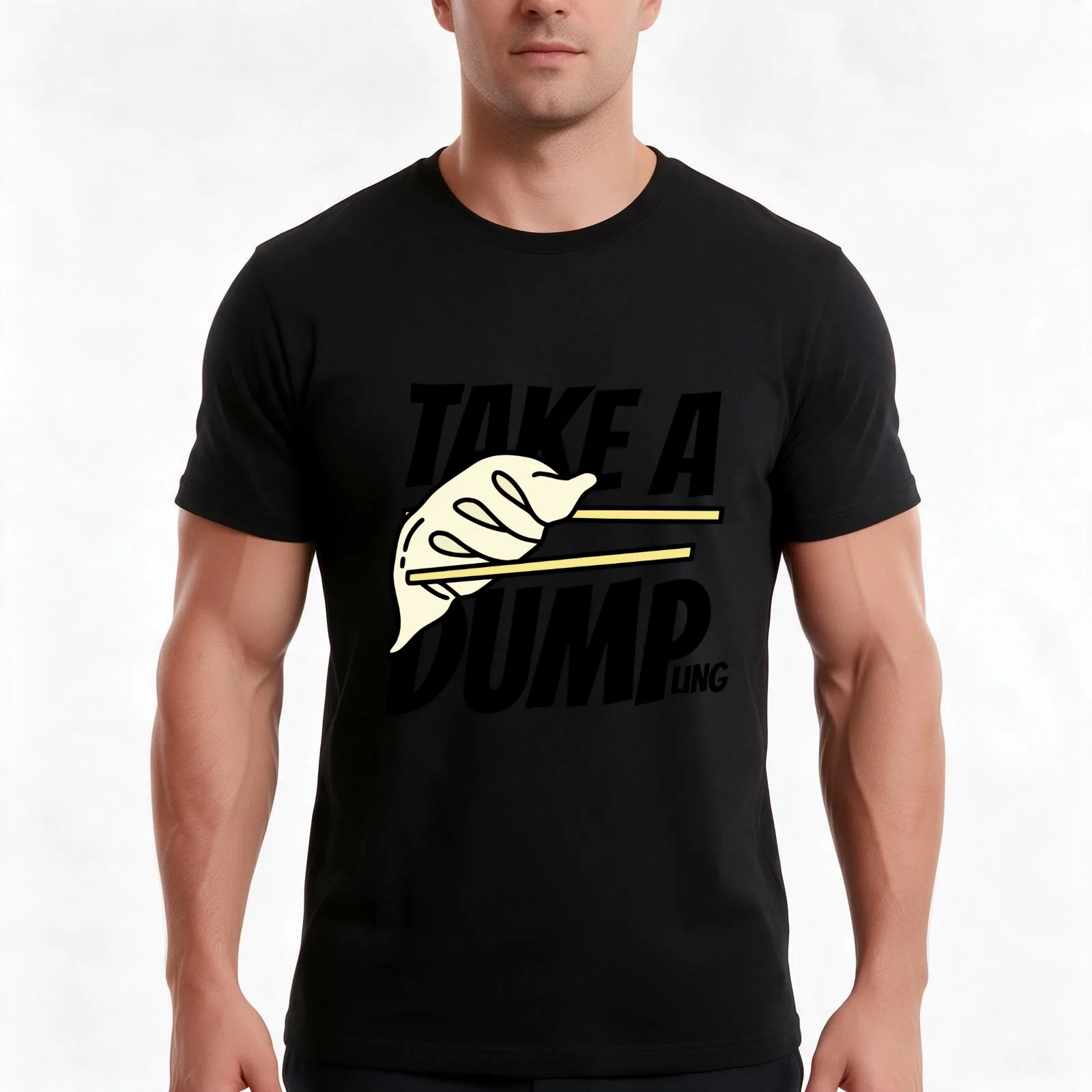 Take a Dump'ling T-Shirt, Summer Casual Cotton Tee, Oversized Streetwear Tops, Vintage Graphic Print, Loose Fit Short Sleeve