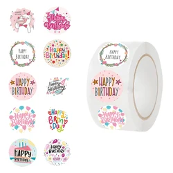 500pcs Cartoon Happy Birthday Stickers Roll for Gift Wrapping Decoration Envelope Sealing Label Kids Toys Stationery Stickers