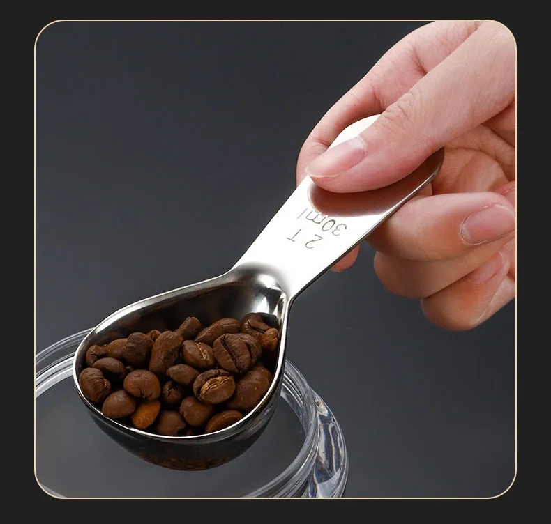 Cuillère à café en poudre avec échelle, en acier inoxydable 304, outil de cuisson, pour mesurer les grains, 30ml 15ml