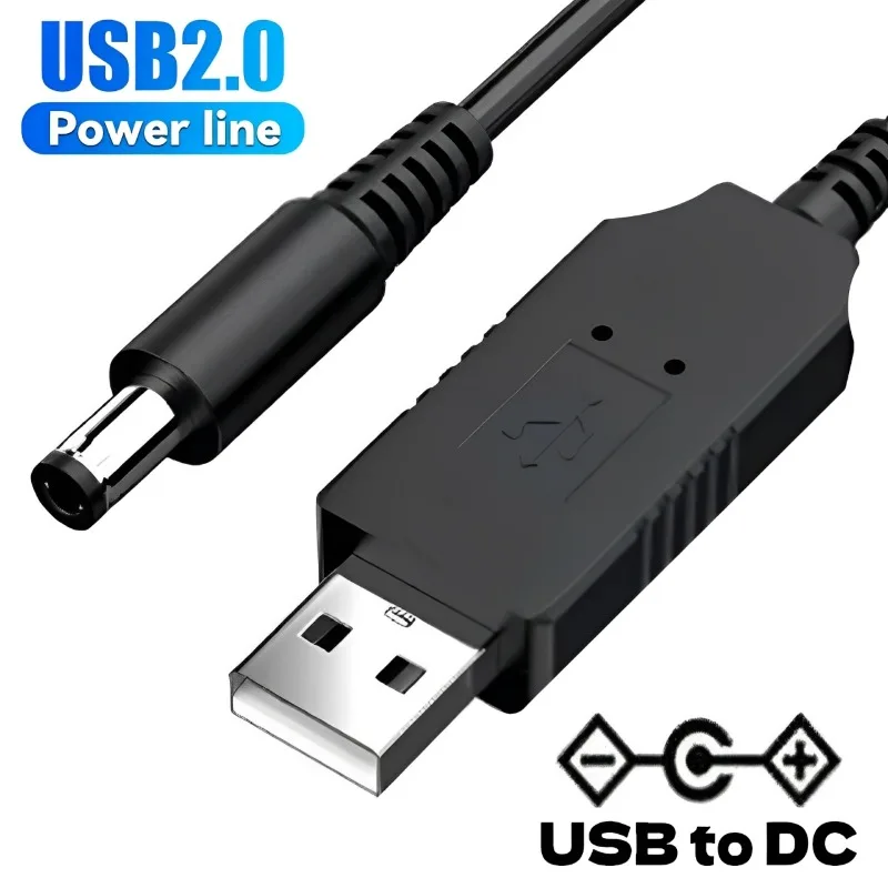 USB2.0 Male A To DC Power Cord 5V To 9V USB Cable Boost Converter 80cm DC Plug Jack Connector USB To DC Cable for Wifi Modem Fan