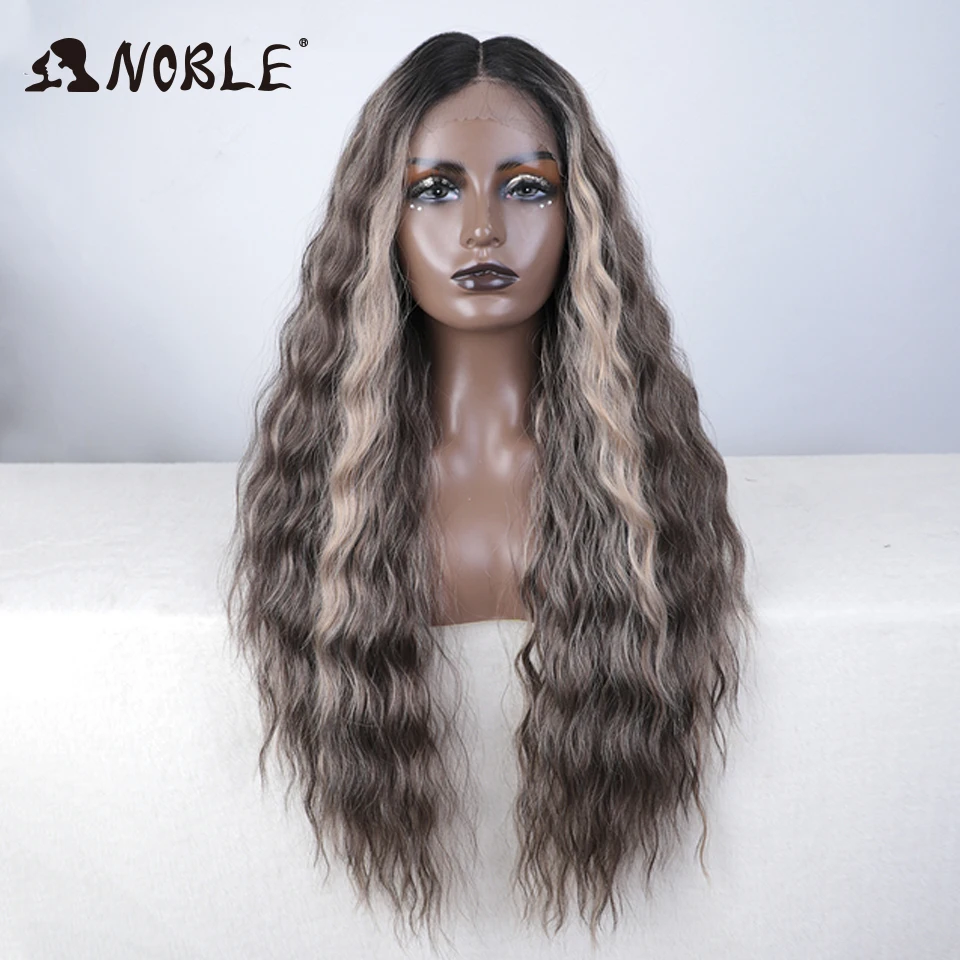 Noble Synthetic Lace Front Wig Long Wavy Side Part Body Wavy Lace Front Wig For Women Lace Front Wig Ombre Blonde Cosplay Wig