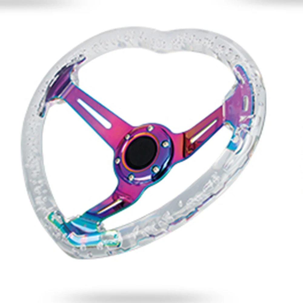 

TIYPEOR 350mm Acrylic Transparent Heart-shaped Shape pink Women's Racing Car Modified Steering Wheel