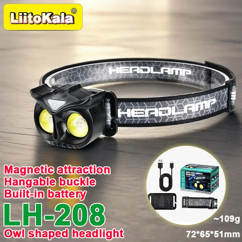 LiitoKala-Small Owl Headlamp, LH-208 209, Can Place 1.2V, 1.5V, AAA Outdoor Climbing Mountain Head Wearing Lamp