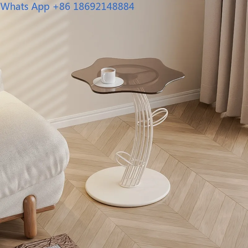 

Журнальный столик в стиле кремового железного искусства с дизайном кактуса, приставной столик для дивана в гостиную, стеклянный столик в стиле ваби-саби, креативный столик-облако для кофе