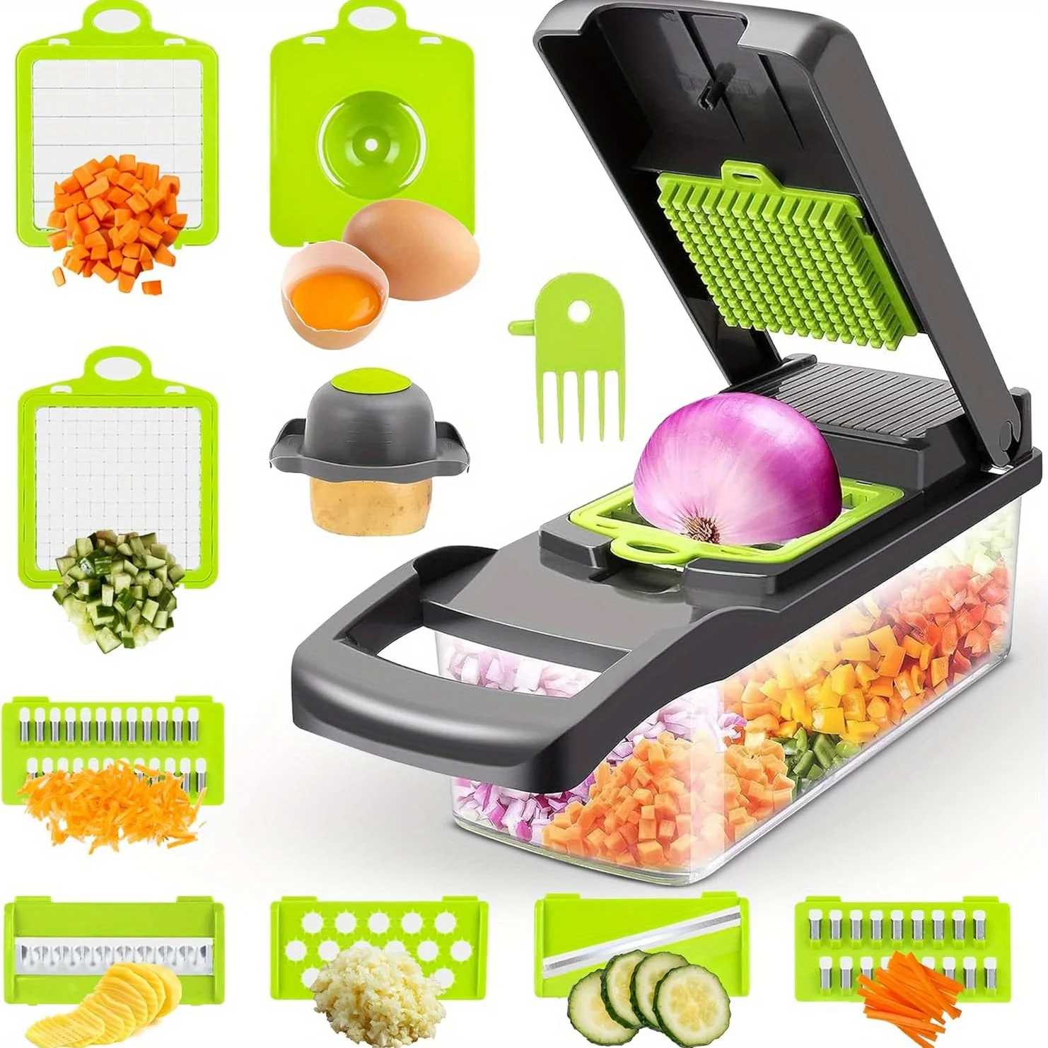 

Vegetable Chopper, Pro 15 in 1 Multifunctional, Fruit and Veggie Chopper, Vegetable Slicer Dicer Cutter, Salad, Garlic Chopper