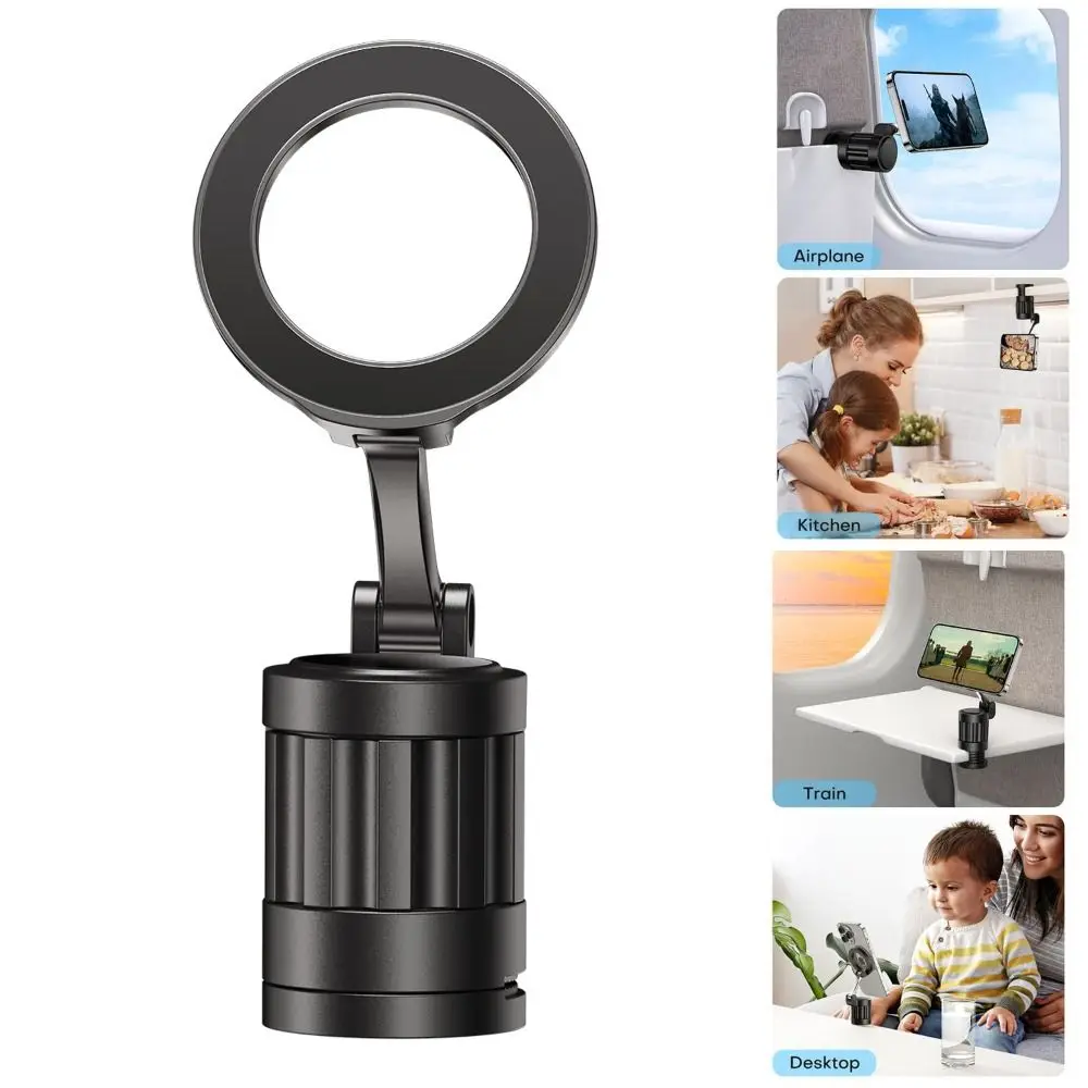 

High Quality Foldable Travel Phone Holder Handsfree Metal Magnetic Airplane Phone Stand Portable 360° Rotating for Magsafe Stand