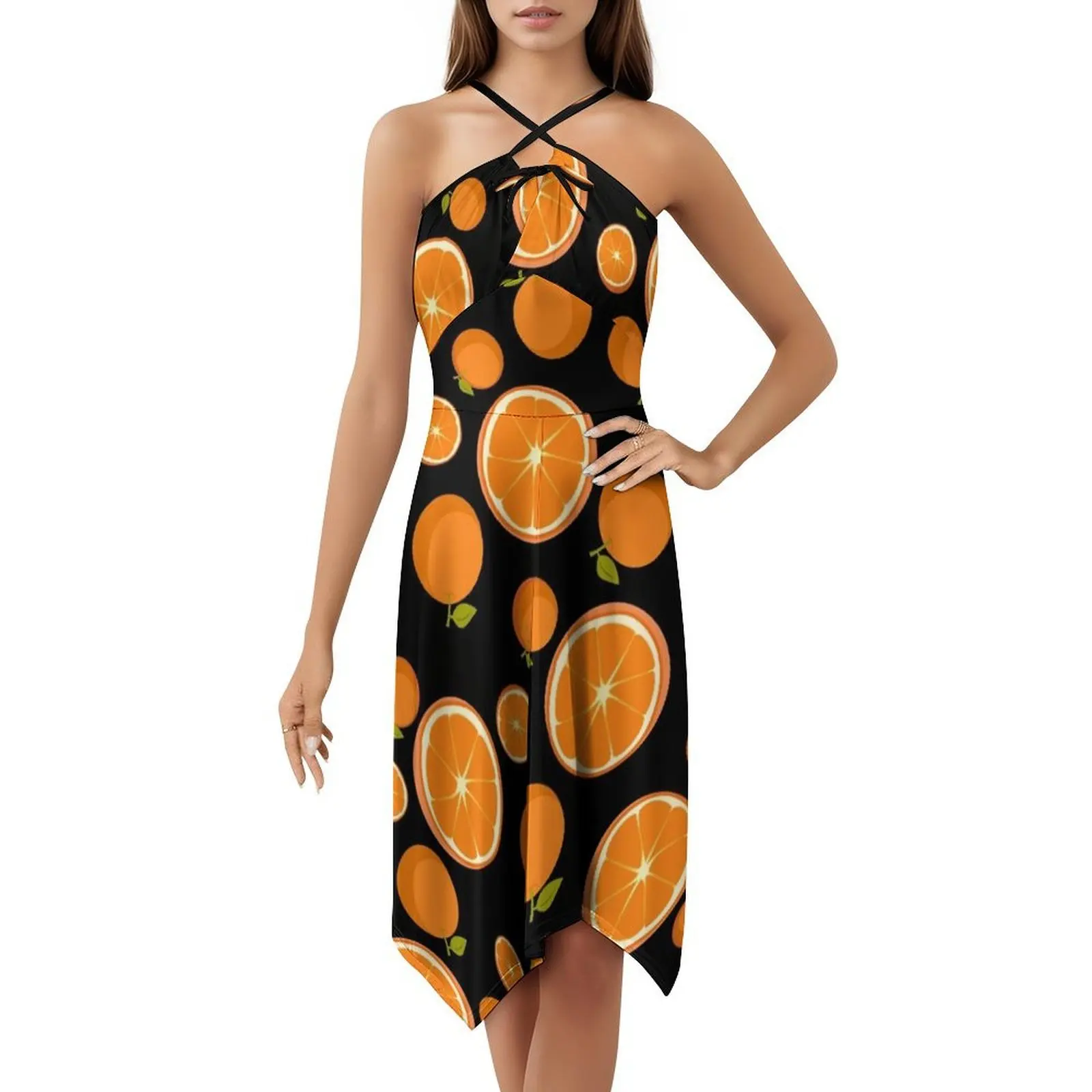 Boho Chic Jurk met Sinaasappelenprint - usage example