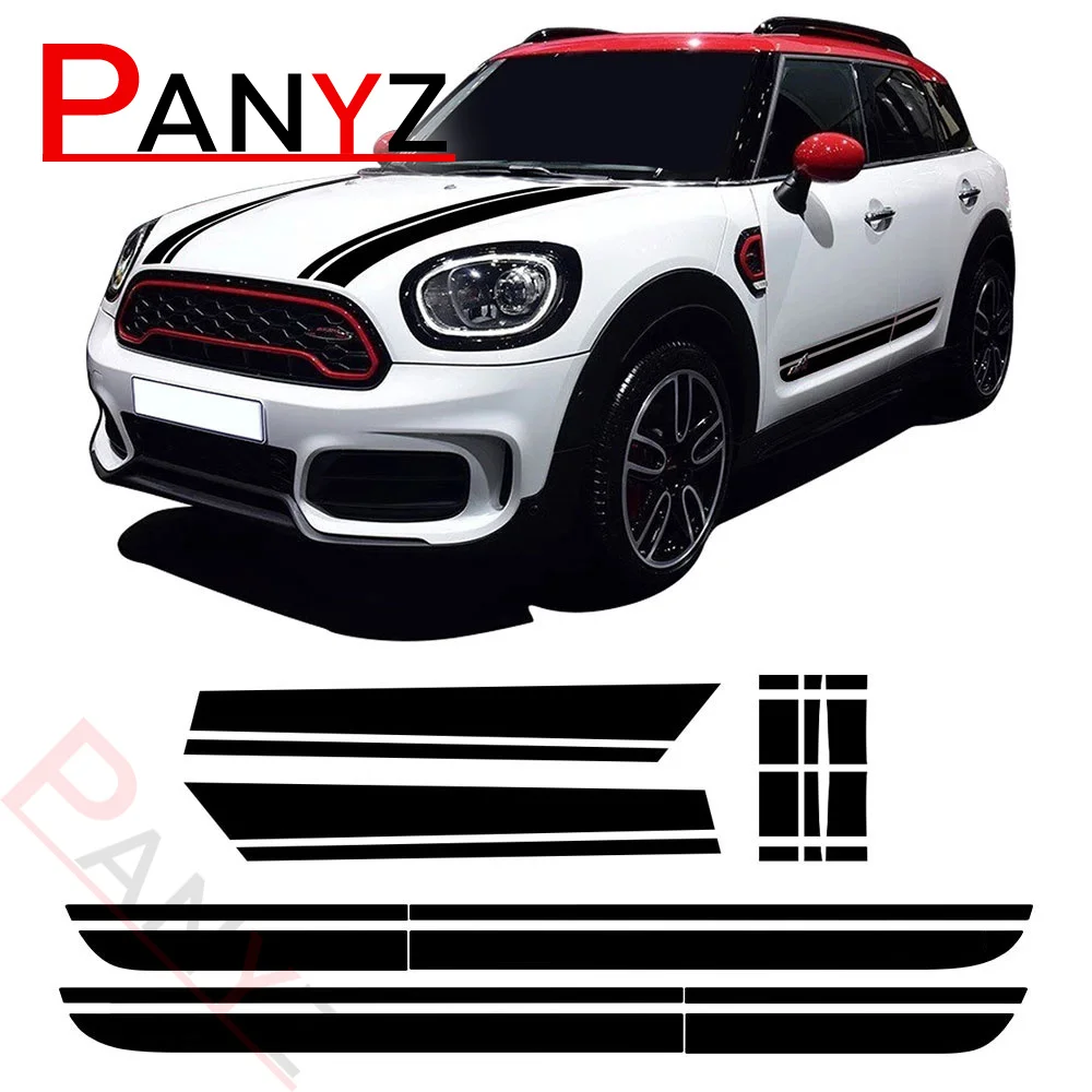 Car Hood Decal Bonnet Band Rear Trunk Body Kit Side Stripes Skirt Sticker For MINI Countryman F60 Cooper JCW Accessories