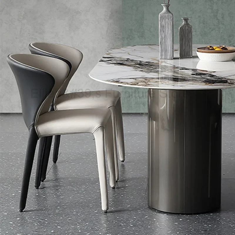 

Leather Modern Chair Luxuryer Modern Luxury Dining Room Chairs Table Backrest Bedroom Chaise De Bedroom Living Room Furniture