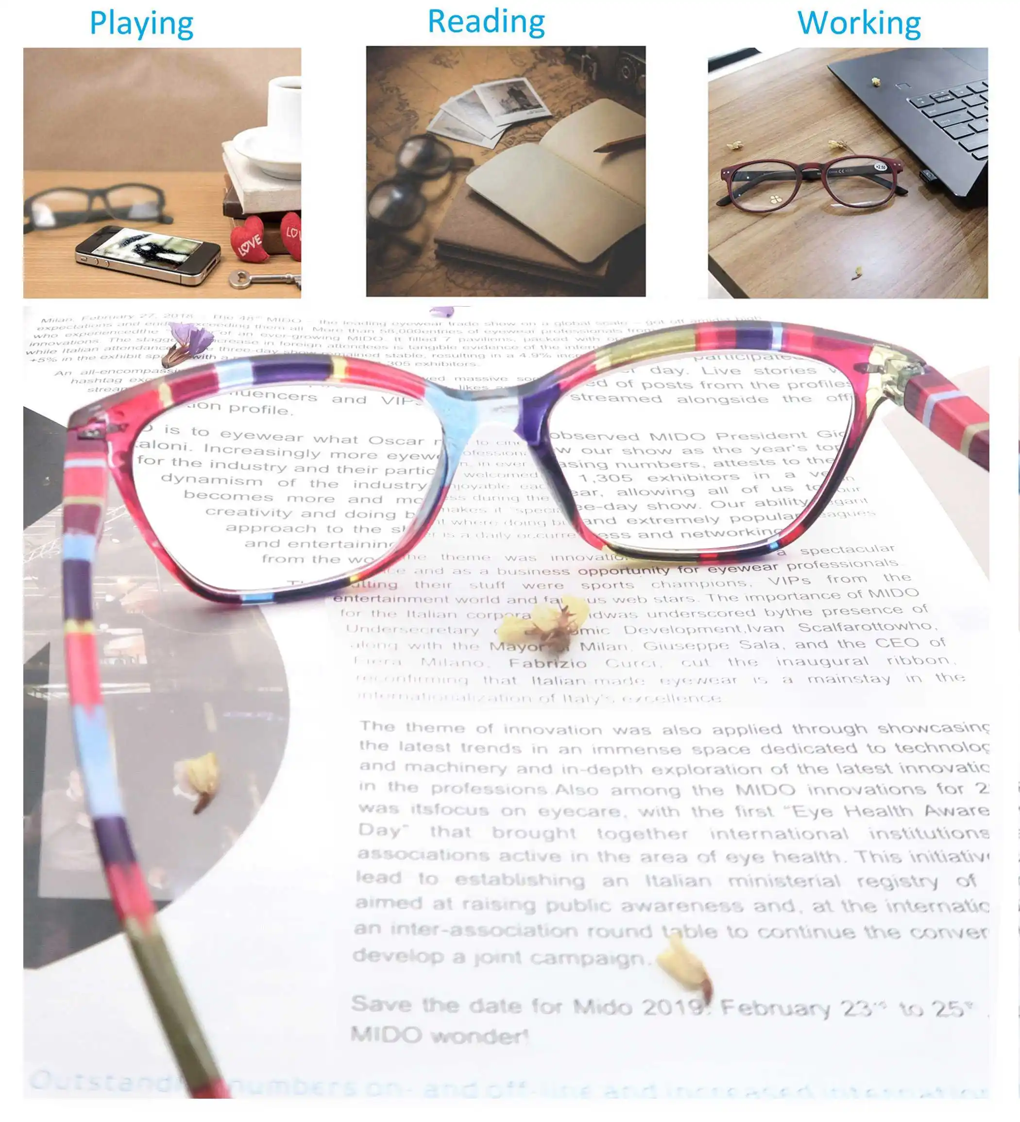 MODFANS Fashion Ladies Reading Glasses Personality Cat Eye Rivet Decorative Frame Reader Amplifier For Presbyopic glasse Women