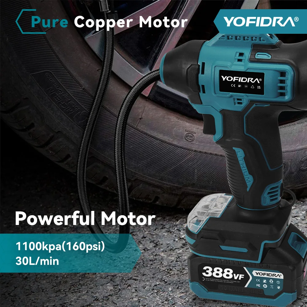 Electric Air Pump Tire Inflator High Pressure Digital Display Multifunct Car Air Compressor Tool For Makita 18V Battery Pin