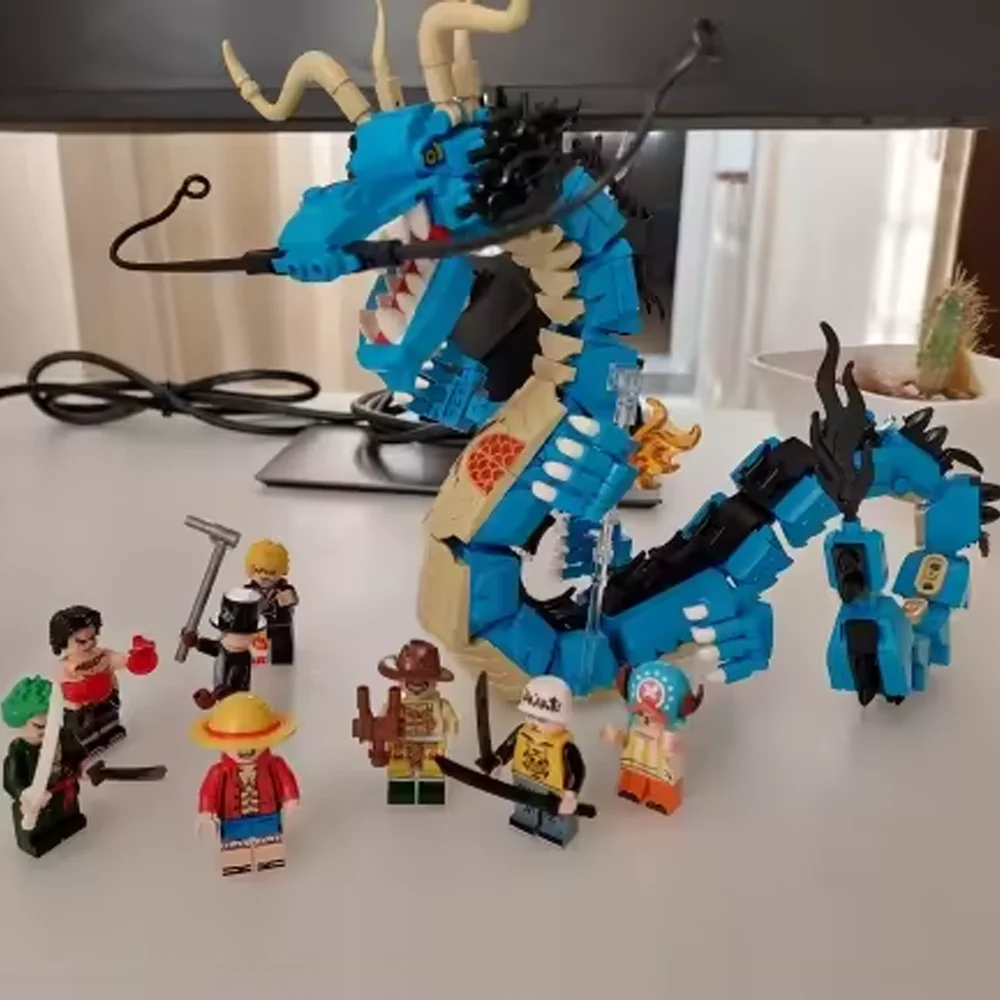 

One Piece Sun God Nika Luffy Four Emperors Kaido Dragon Building Blocks 8-in-1 Set Plastic Bricks Figures Toys Collection Gift