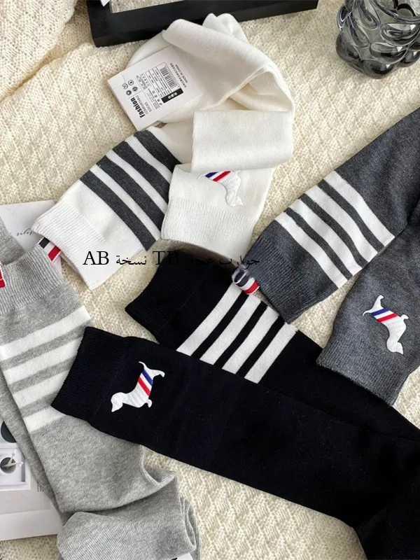 

Breathable Pure Cotton High Tube Sos Women's Little Dog Pattern AB Version Striped Personali Faion Classic Match All Se...