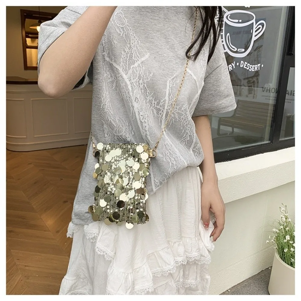 

Fashion Portable Sequined Shoulder Bag Large Capacity Multifunctional Phone Purse Chain Crossbody Bag Women