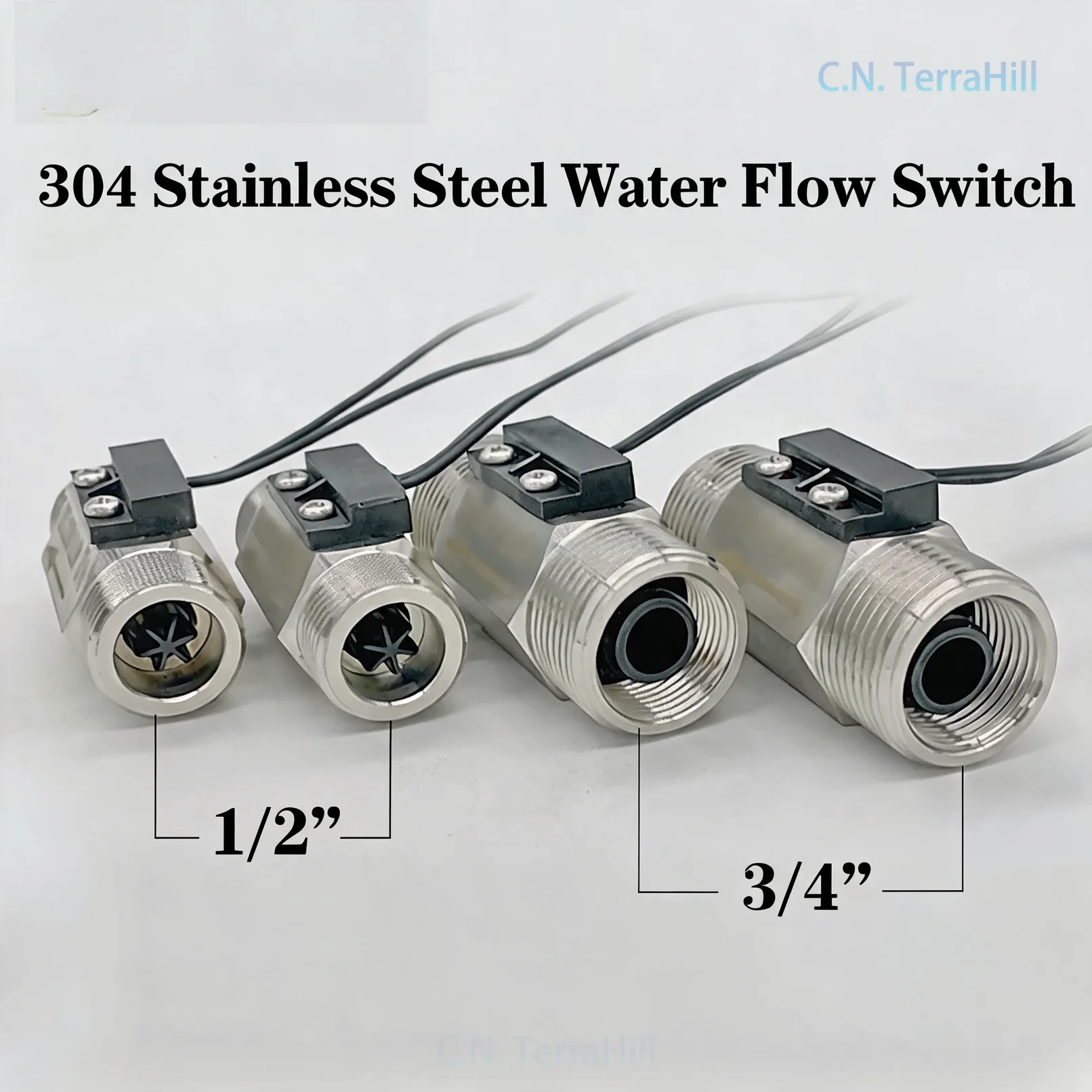304 Stainless Steel External Thread Water Flow Switch, Electronic Smart High Flow Rate for Pipeline