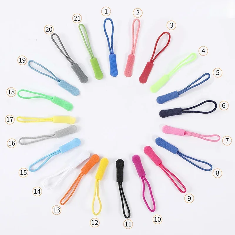 50/100 Pcs 21 Colors Plastic Zipper Pull Puller End Fit Rope Tag Replacement Zipper Clip Broken Buckle Fixer Zipper Rope Tab