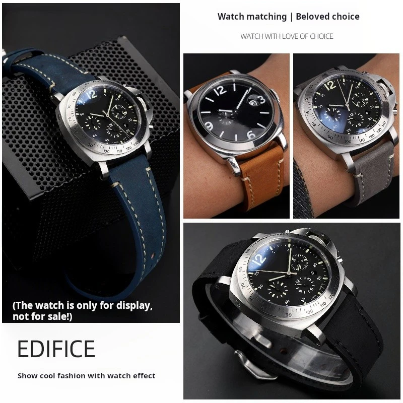 Dla Panerai Breitling Hamilton Casio Fossil męski pasek do zegarka 22mm 24mm 26mm gruba skóra bydlęca pasek do zegarka z prawdziwej skóry akcesoria