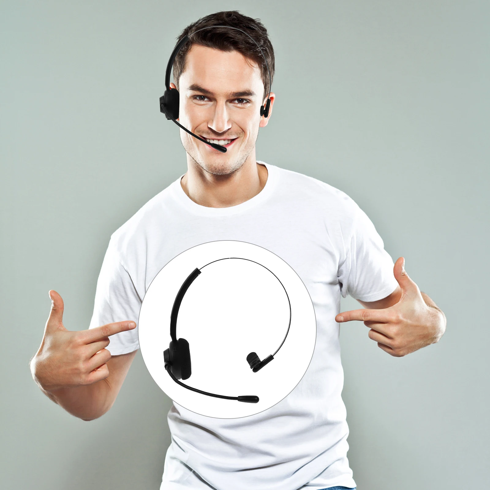 

Wireless Headset For Cell Phones Multipoint Support 18H Playtime 3-Way Calling Voice Dialing Black Compact Light