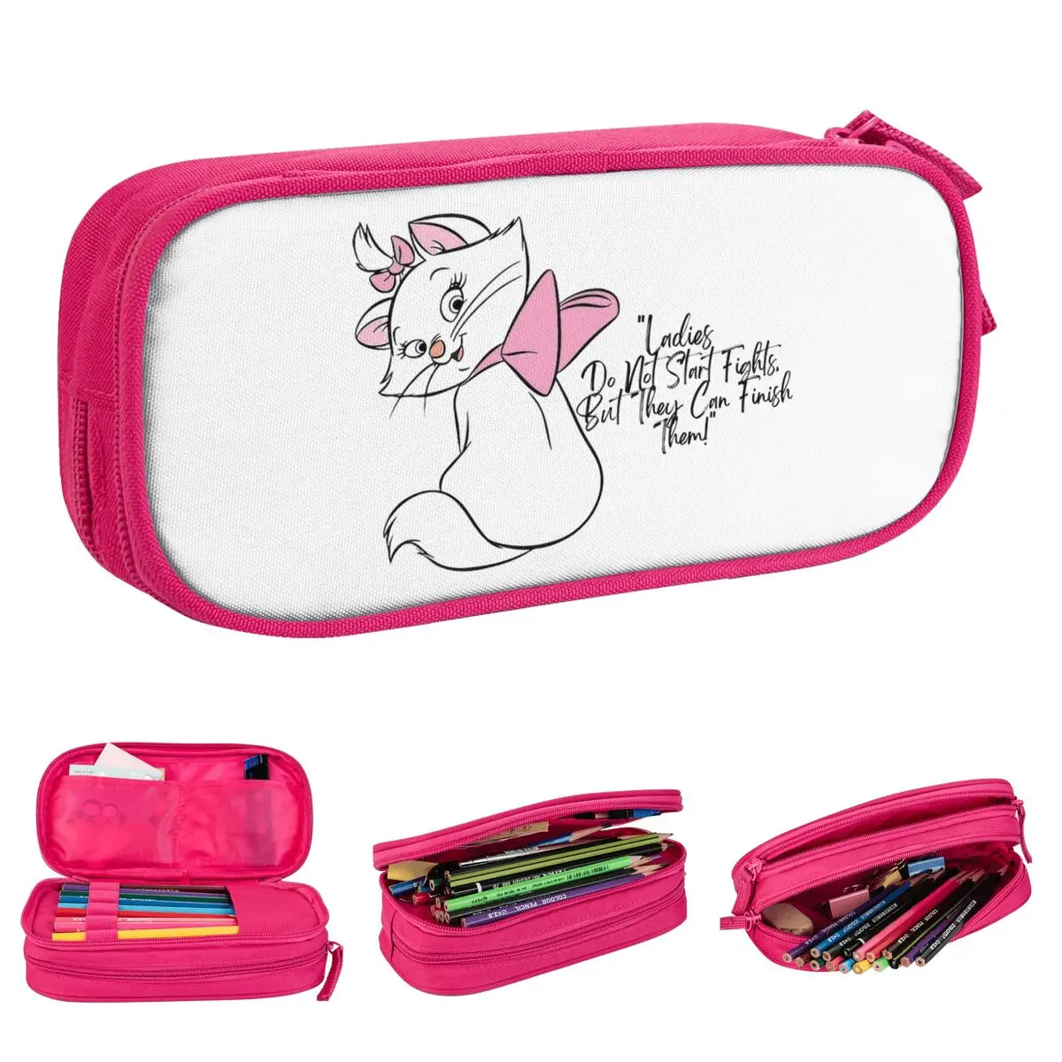 Cute Marie Cat Pencil Case Classic Pen Bags Girls Boys Large Storage Students School Gift Pencilcases