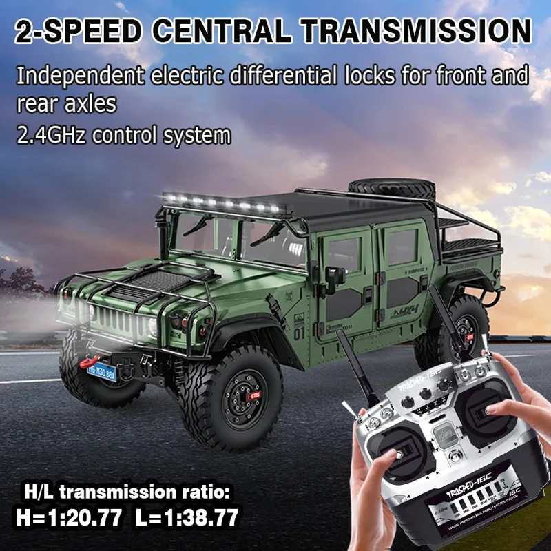 

Hengguan P415A 1/10 RC car Full Scale Metal Simulation Pickup Truck Light Winch 570 Brush Motor Remote Control Car Adult boy toy