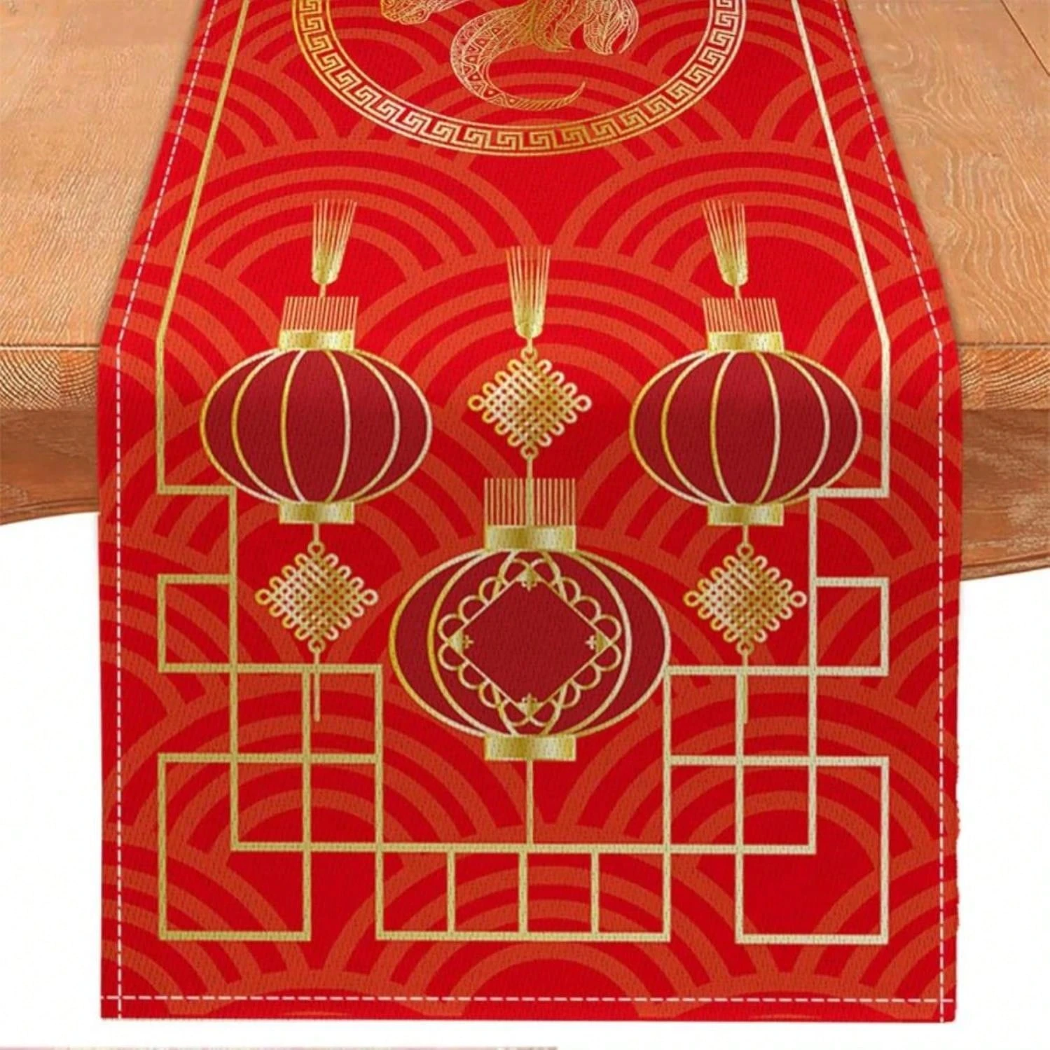 1pc Neue Jahr Chinesische Laterne Leinen Tisch Läufer 2D Design Tisch Dekor für Esstisch Küche Wohnzimmer Hause Dekoration