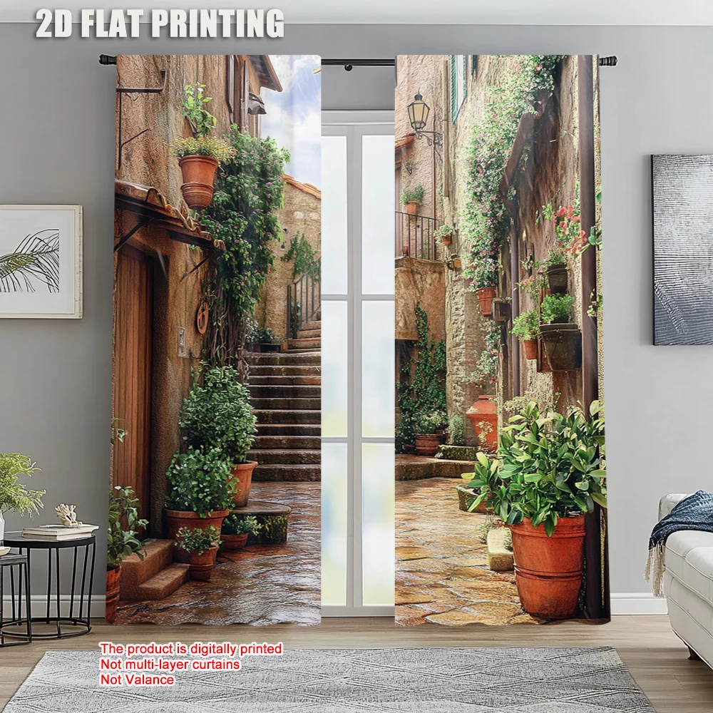 

2pc, Party Curtains Mediterranean Street Light Filter Festive Holiday Suitable for aesthetic room decor