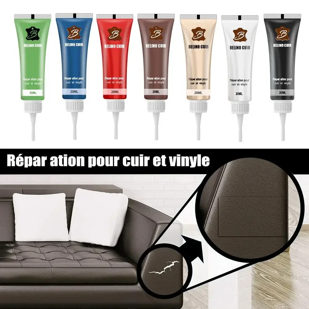 20ml Leather Finish Repair Gel Cream Home Sofa Leather Scratch Cracks Care Complementary Paste Repair Repair Kits White Brown