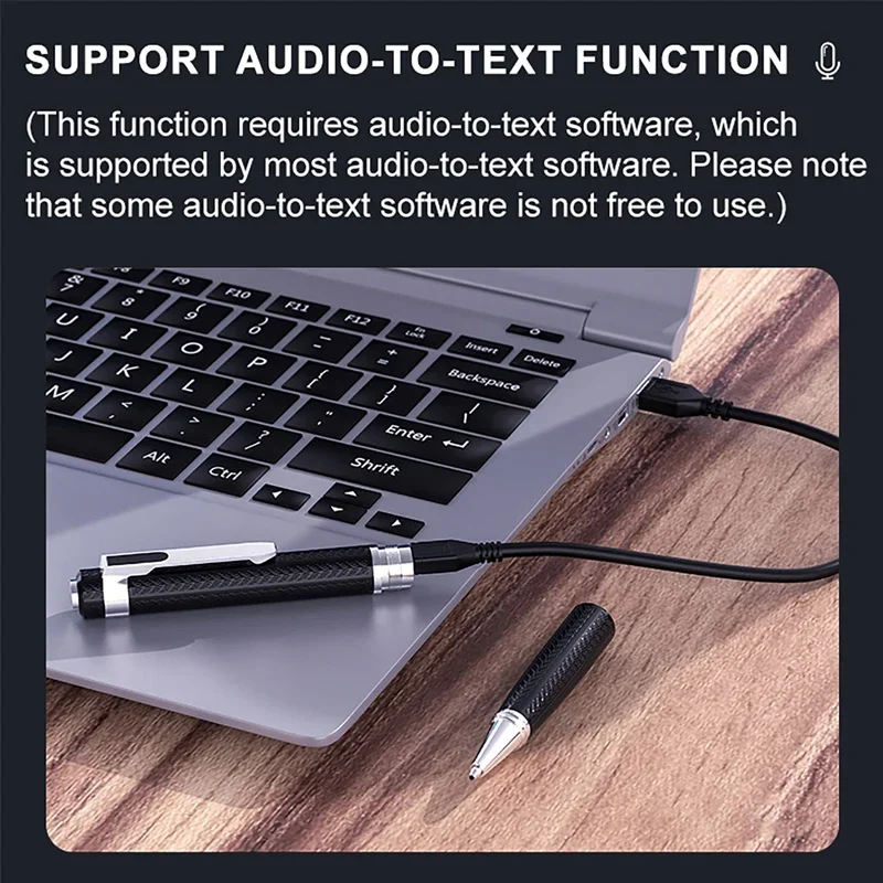 Portable Digital Voice Recorder Professional Writing Audio Recording Pen Noise Reduction Dictaphone for Business Meeting