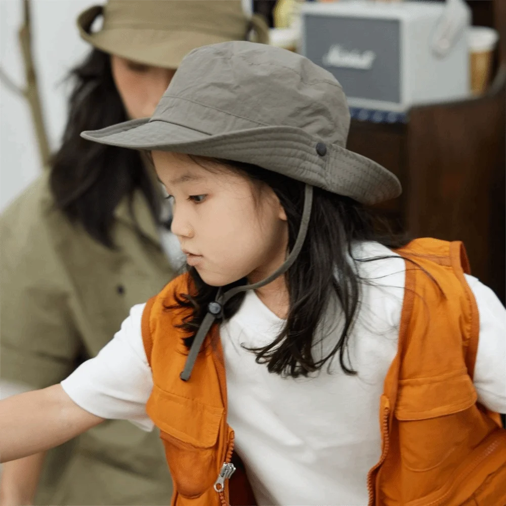Casual Quick-drying Kids Camping Hat Breathable Adjustable Rope Children Bucket Hat Windproof Skin-Friendly Kids Bonnet Travel