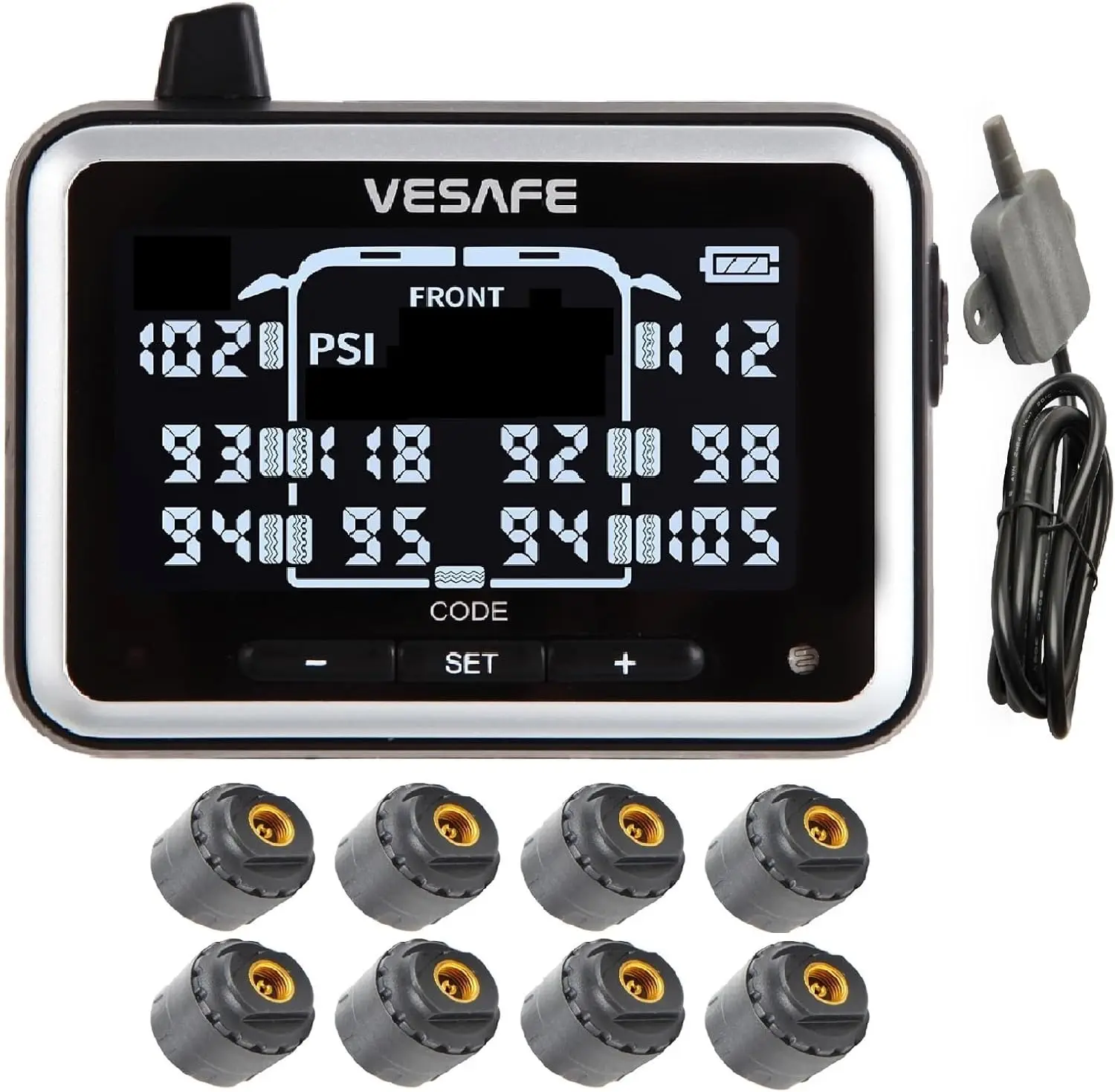 

Беспроводная система контроля давления в шинах для автодомов, прицепов и кемперов с 8 датчиками против кражи